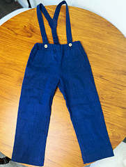 Toddler Suspender Pants-Navy Blue 100% Linen- 2 – 3 Years – Pre Owned