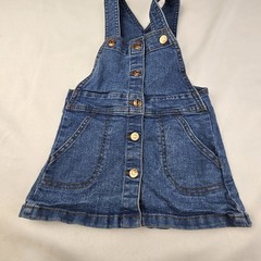 BcBg Toddler Girls Size 3T Blue Jean Jumper Dress Snap Straps Pockets
