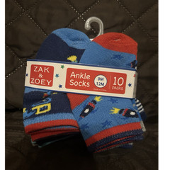 Zak & Zoey Boys Ankle Socks 10-Pair Multipack 0M-12M Multicolor