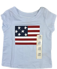 Cat & Jack Baby Blue Short Sleeve Cotton Glitter Flag Print Casual T Shirt 12 MO