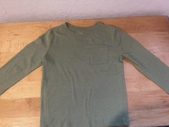 Cat & Jack 4T Green Solid Cotton Blend Crew Neck Long Sleeve Pocket T-Shirt