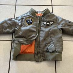 Toddler Boys 2T Military Bomber Jacket Maverick Flight Coat Patches Green Orange