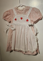 Vintage 70s/80s Nannette 2pc Striped Dress & Embroidered Pinafore Set – Size 4