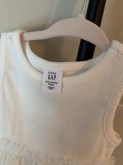 Baby GAP White Sleeveless Ribbed Tulle Tutu 2-Piece Dress Set, 6-12 Months