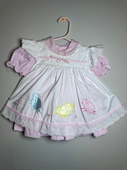 Girls 18 Months Pink White Lamb Easter Dress Collared Puff Lace