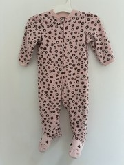 Little Me Baby Girls 1- Piece Leopard Print Fleece Zip Long Sleeve PJs Pink 12M