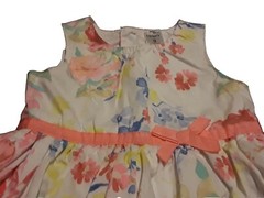 Carters Baby Girl 9mo Dress EUC White Coral Blue Yellow Floral Lined GORGEOUS