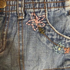 Baby Gap Girls Vintage Floral Embroidered Denim Cargo Shorts 3T