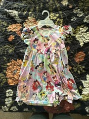 Disney Princess Toddler Girl Allover Print Twirl Dress with Short Sleeves