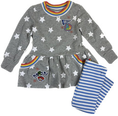 Disney Toddler 2 Pc Grey Blue Cotton Stripe Stars Toy Story Tunic Pants Set Sz 3
