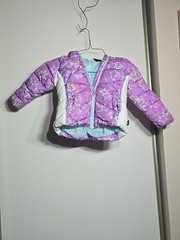 Girls Spyder Winter Coat Size 3t Purple White With Multicolor Stars Faux Fur