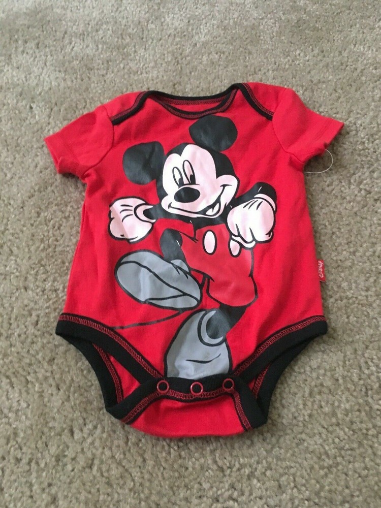 Infant Baby 0-3 Months Mickey Mouse Disney Snap Crotch Shirt Lightweight