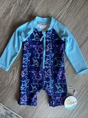 Caden Lane Boys Swimsuit Neon Sharks 12-18 mth