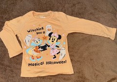 Disney Girls 2T Orange Long Sleeve Crew Neck Minnie & Daisy Halloween T-Shirt