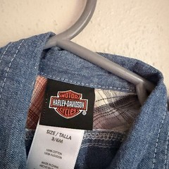 Harley Davidson Romper One Piece Baby Boys 3-6 Months Chambray Coverall