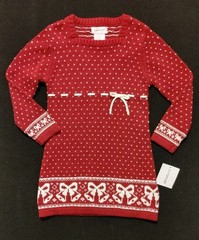 Savannah Toddler Holiday Knit Sweater Dress Girls Size 3T Bows