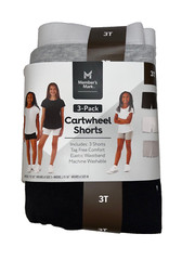 NEW CARTWHEEL SHORTS 3-PACK MEMBERS MARK 3T BLACK WHITE GRAY