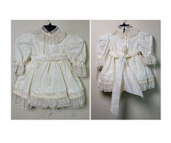 Vintage Christening Gown Dress Girl Baby Lace Ivory Heirloom Baptism Prairie