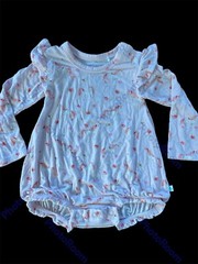 Posh Peanut EUC Pink Unicorns Ruffled Bamboo Bodyshirt Bubble-0-3Months