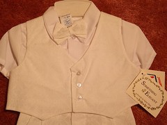 NOS NWT Vtg 90s Adorable VESTED BOW TIE CHRISTENING ROMPER w/ HAT 18 Mo Boys NEW