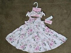Juicy Couture Baby Girls Dress Headband Set 24M Pink Floral 100% Cotton NWT
