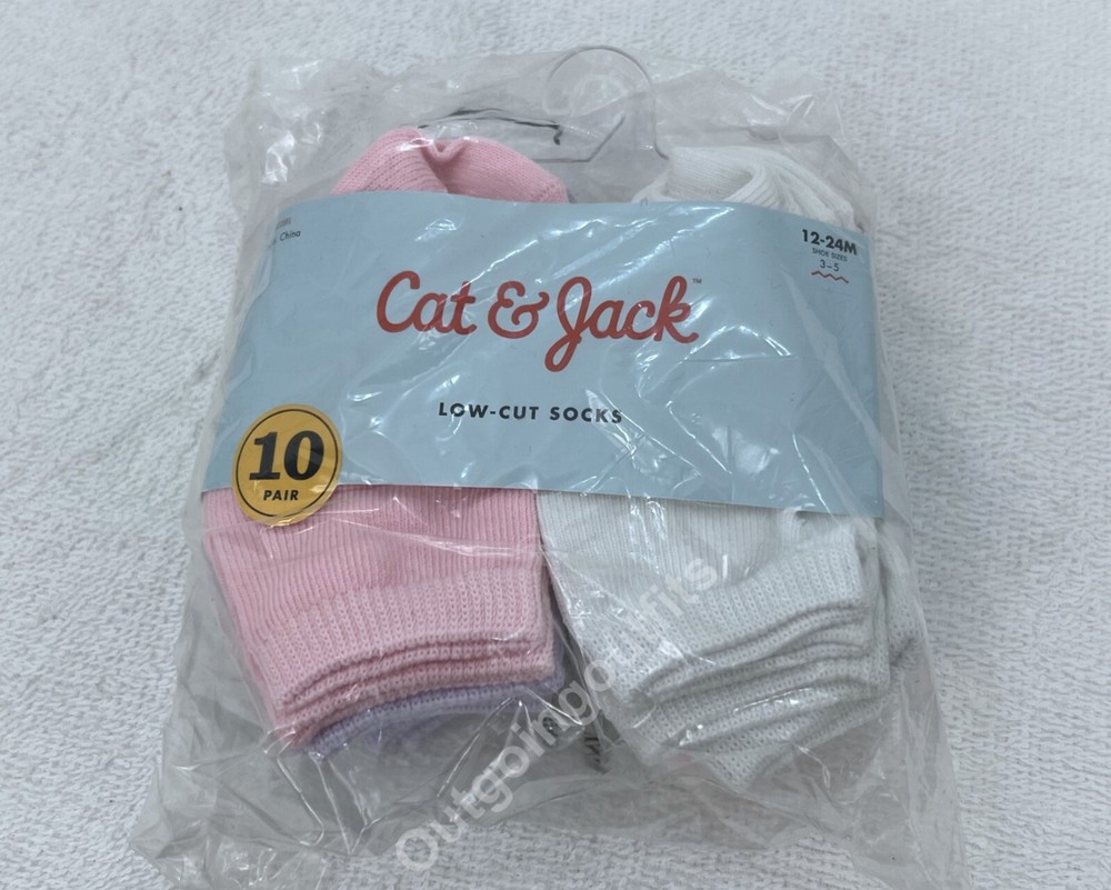 NEW Cat & Jack Low-cut Socks 10 Pair 19Size 12-24m Shoe Size 3-5