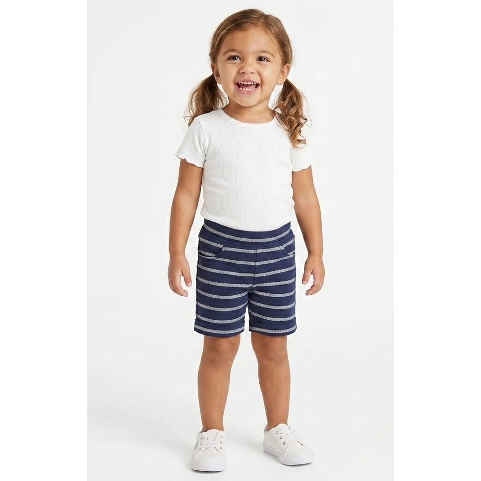 Epic Threads Shorts Toddler Girls 2T Pull On Navy Silver Sparkle Stripe Summer