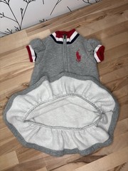 VTG Ralph Lauren Polo USA Gray Half Zip Ruffled Dress 9M