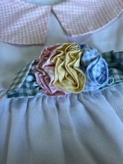 Vintage Bonnie Jean Girls 4T White A-Line Dress Gingham Collar