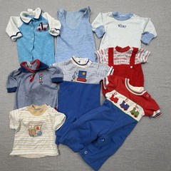 7 Pc 3-6Mth Vintage Baby Boy Clothing Lot Set HealthTex Romper Sleeper 70s 80s