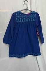 j khaki 4t embroidered dress blue corduroy high waist fit/flare long sleeve