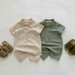 All Seasons outwear solid color short sleeves clothes for 3-6 M, Beige