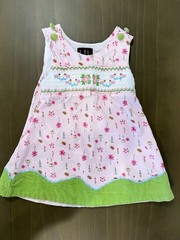 Lil Cactus Baby Girl Pink Floral Bird Hand-Smocked Dress 6–12M 100% Cotton