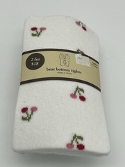 Vintage Baby Gap Girl’s 4-5 years Bear Bottom Tights White Cherry Print NWT