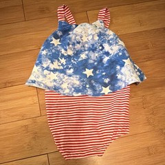 Cat & Jack 12M Patriotic Striped Stars Romper Sleeveless Snap Square Neck