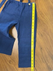 Toddler Suspender Pants-Navy Blue 100% Linen- 2 – 3 Years – Pre Owned