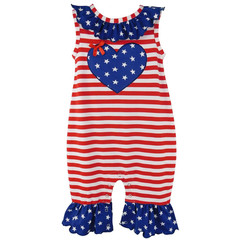 Ann Loren Baby Girls 6-12 Months Americana Flag Heart One Piece Romper 1920