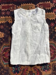 Tocoto Vintage White Linen Blend 18-24M Baby Girl Sleeveless Tank Dress New