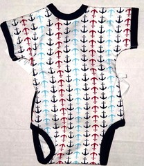 PERFECTLY PREEMIE romper white/navy/anchor motif SMALL NEWBORN/PREEMIE