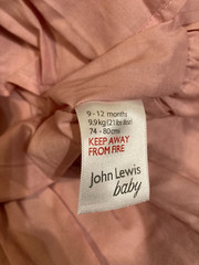 John Lewis Bunny Dress corduroy White Bunny Print Size 9-12 Pink NWT 100% Cotton