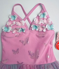 NWT Toddler Girls Floatimini tutu swimsuit 2T 3T 4T pink sparkle 3D butterfly