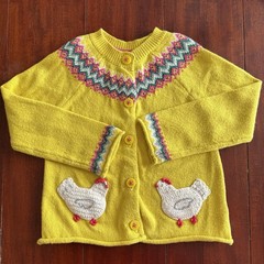 Baby Boden Fair Isle Cardigan Sweater 2-3 Y Crochet Chickens Knit Jumper