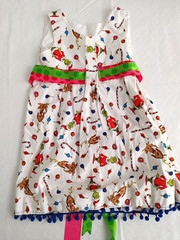 Handmade Girls Wht Grinch Print Dress Slvless Scoop Neck Size ~3T #15971