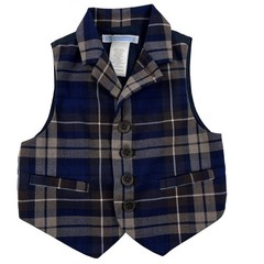 Janie and Jack Baby Boy Vest Plaid Size 6-12M Blue Gray Dressy Special Occasion
