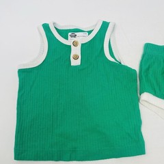 Cat & Jack Unisex Baby 0-3 Months 2 Piece Henley Tank Top & Bottom Set Green 987