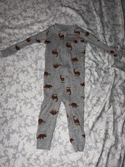 Pekkle 3-Piece Sleepwear Set, Blue/Gray, 12M, One-Piece Zip, Animal/Construction