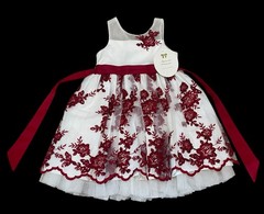 AMERICAN PRINCESS Beautiful Dress White with Red Glitter Floral Design Size 3T