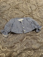 Janie and Jack girls’ Egyptian blue boucle cropped ruffle sleeve jacket And 6-12
