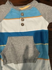 Burt’s Bees Baby 0-3M Striped Cotton Jersey Romper Henley Snap Pocket
