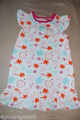 Toddler Girls LONG CASUAL DRESS White PINK AQUA ORANGE FLOWERS Ruffle 2T 3T 4T